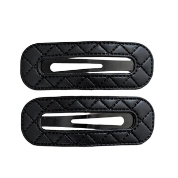 Quilted Leather Hollow Snap Clips Black